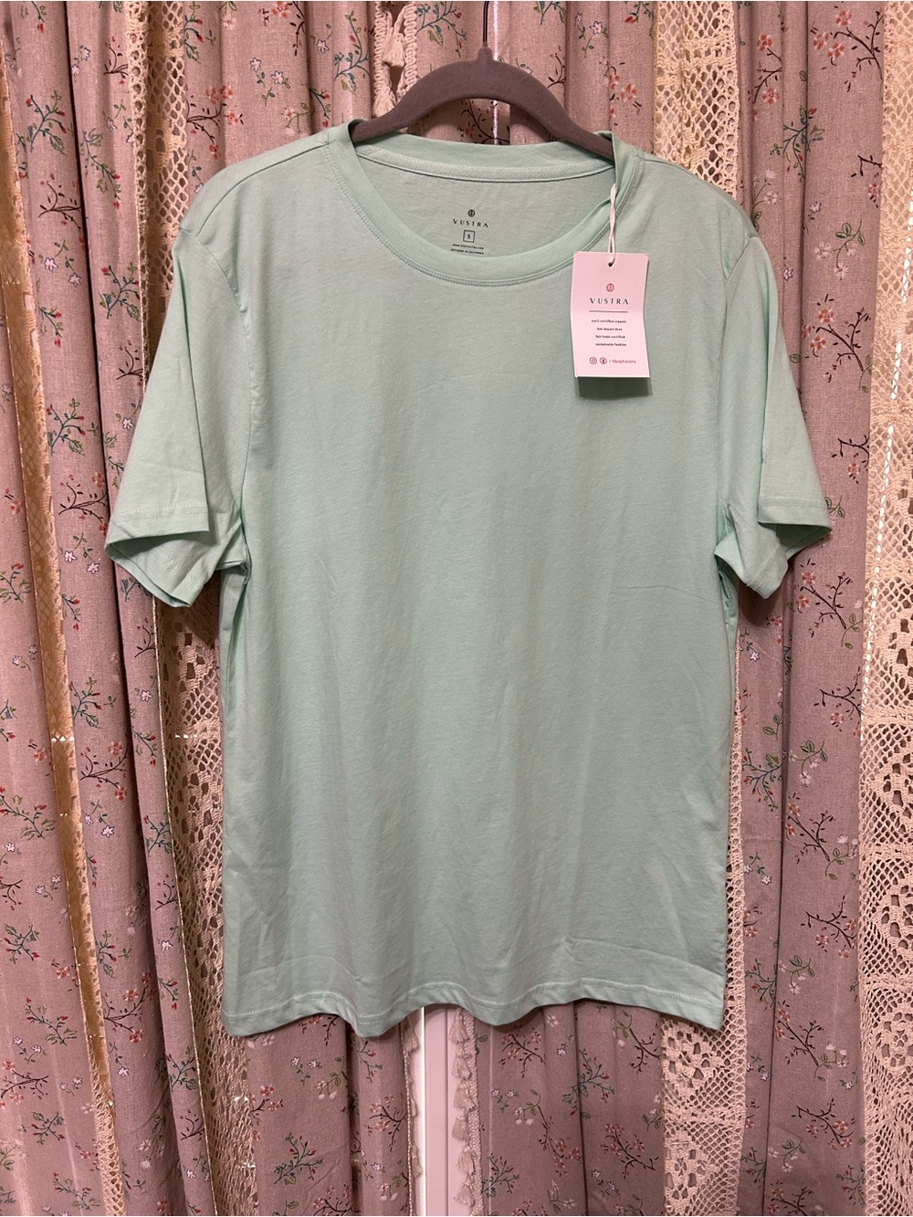 2/$28 Vustra Organic Cotton Tee NWT Small Sea Glass Blue Sustainable Fair Trade